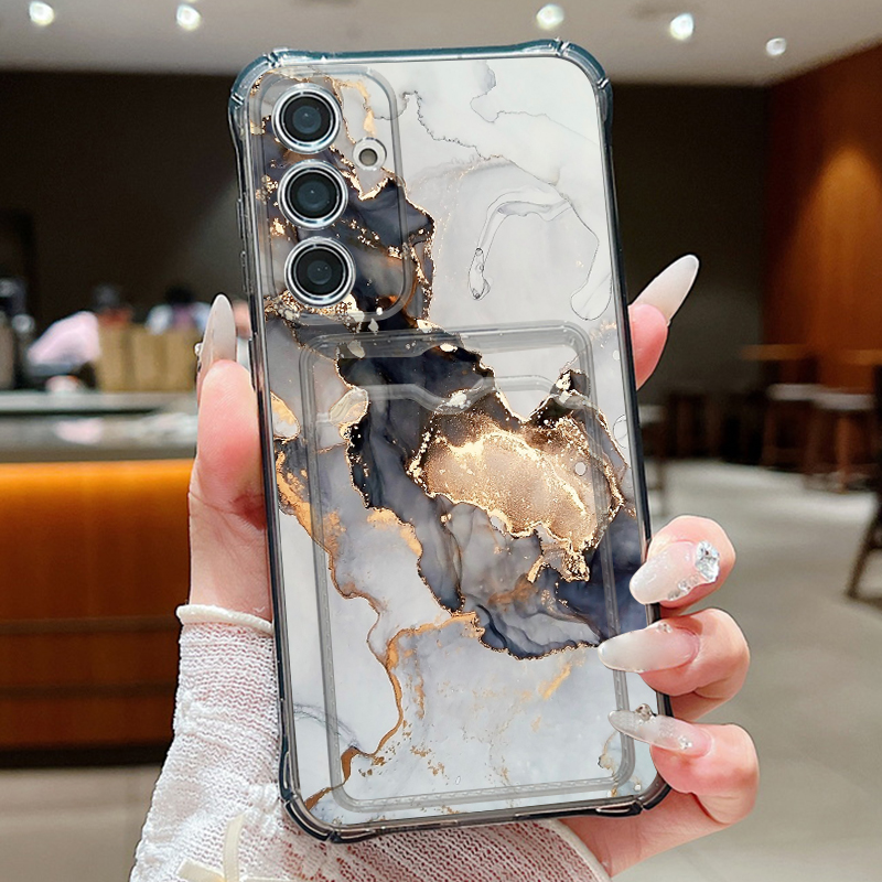 Wallets - เคสโทรศัพท์ลายหินอ่อนสไตล์เรโทรสำหรับ Samsung Galaxy A57 A37 A17