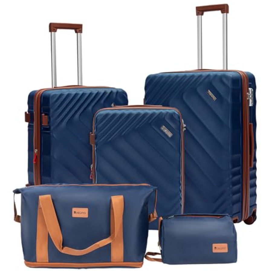 Expandable Hard Shell Luggage Set - ชุดกระเป๋าเดินทางแบบแข็ง 5 ชิ้น ขยายได้ ได้รับการอนุมัติจากสายการบินสำหรับใช้เป็นกระเป๋าถือขึ้นเครื่อง