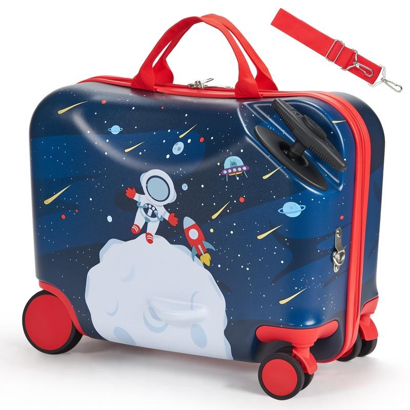 Kids Ride On Suitcase Scooter - กระเป๋าเดินทางแบบมีล้อสำหรับเด็ก ขนาด 18 นิ้ว น้ำหนักเบา พร้อมสกู๊ตเตอร์ในตัว