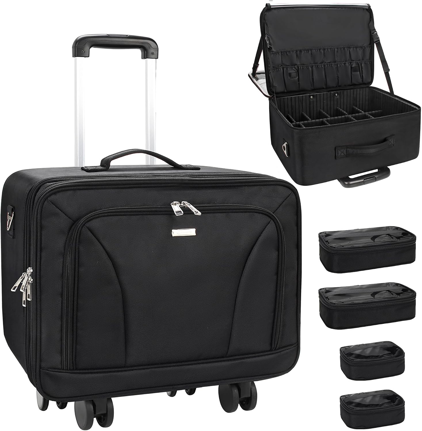 Travel Bags - กระเป๋าเดินทางสำหรับเครื่องสำอางแบบมีล้อขนาดใหญ่พิเศษ หมุนได้ 360 องศา ° ล้อหมุนได้