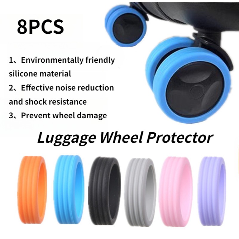Silent Replacement Luggage Wheels - ปลอกยางล้อกระเป๋าเดินทางแบบเงียบ 8 ชิ้น ปลอกป้องกันล้อรถเข็น ปลอกป้องกันล้อกระเป๋าเดินทาง