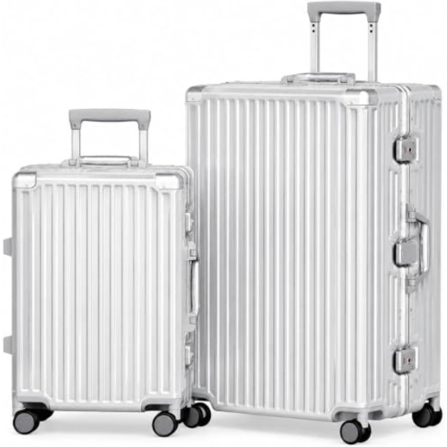 Aluminum Frame Carry On Luggage - ชุดกระเป๋าเดินทาง 2 ชิ้น โครงอะลูมิเนียม กระเป๋าเดินทางแบบถือขึ้นเครื่องและแบบโหลดใต้ท้องเครื่อง วัสดุ