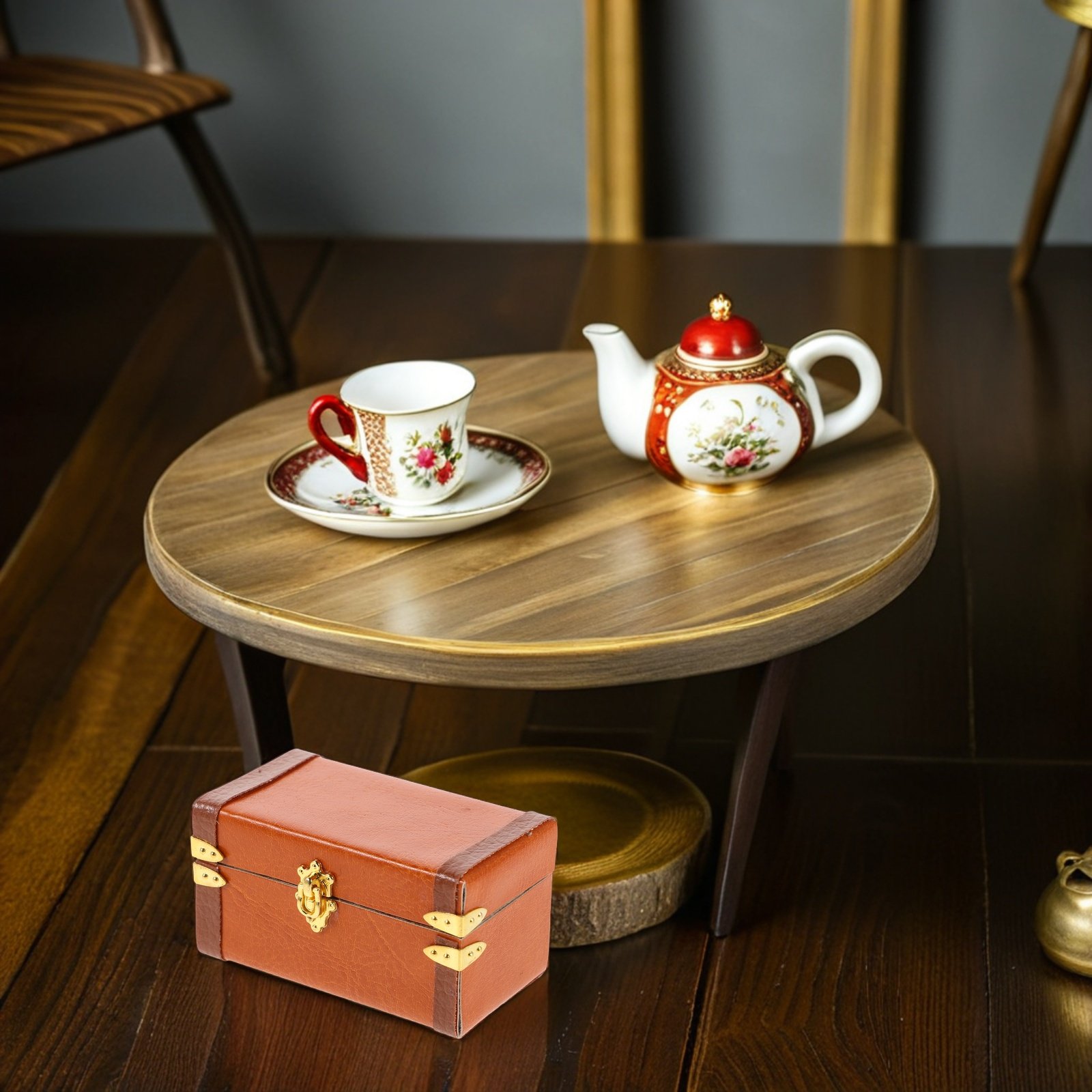 Retro Vintage Trunk Suitcase - กระเป๋าเดินทางทรงหีบมินิวินเทจ กล่องเก็บของสไตล์เรโทรสำหรับบ้านตุ๊กตา สวนเทพนิยาย และของตกแต่งโต๊ะ กระเป๋าเดินทางวินเทจ