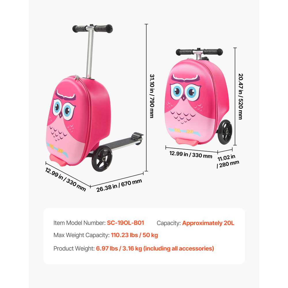 กระเป๋าเดินทางเด็กแบบสกู๊ตเตอร - Kids Ride On Suitcase Scooter บทวิจารณ์และราคา